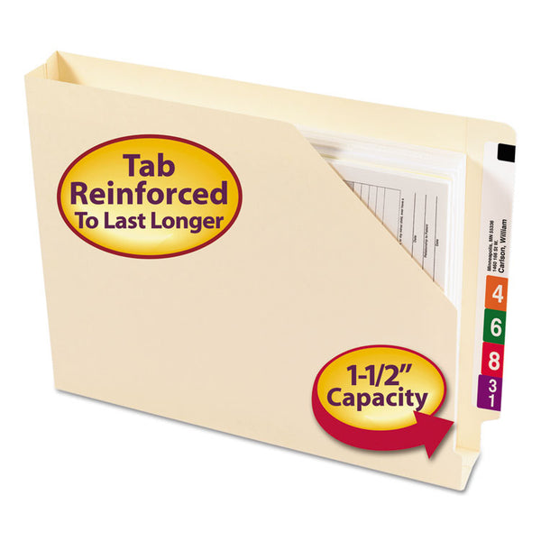Smead™ End Tab Jackets with Reinforced Tabs, Straight Tab, Letter Size, 14-pt Manila, 50/Box (SMD75740)