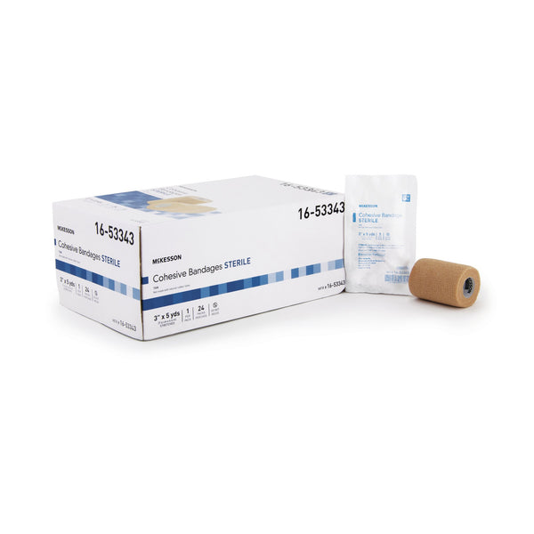 McKesson Cohesive Bandage 3 Inch X 5 Yard Self-Adherent Closure Tan Sterile Standard Compression (520555_CS) 24/CS