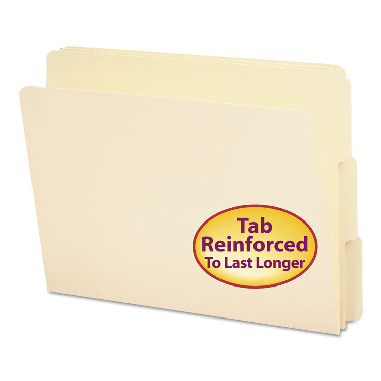 Smead™ Heavyweight Manila End Tab Folders, 9" High Front, 1/3-Cut Tabs: Assorted, Letter, 0.75" Expansion, Manila, 100/Box (SMD24134) Box of 100