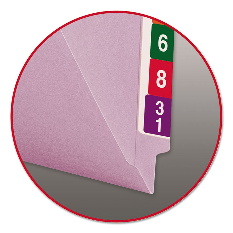 Smead™ Shelf-Master Reinforced End Tab Colored Folders, Straight Tabs, Letter Size, 0.75" Expansion, Lavender, 100/Box (SMD25410)