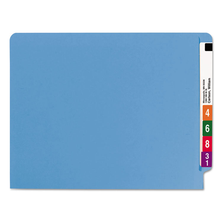 Smead™ Shelf-Master Reinforced End Tab Colored Folders, Straight Tabs, Letter Size, 0.75" Expansion, Blue, 100/Box (SMD25010)