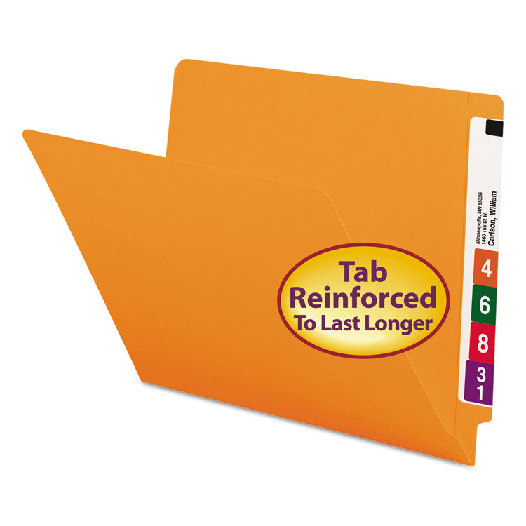 Smead™ Shelf-Master Reinforced End Tab Colored Folders, Straight Tabs, Letter Size, 0.75" Expansion, Orange, 100/Box (SMD25510)