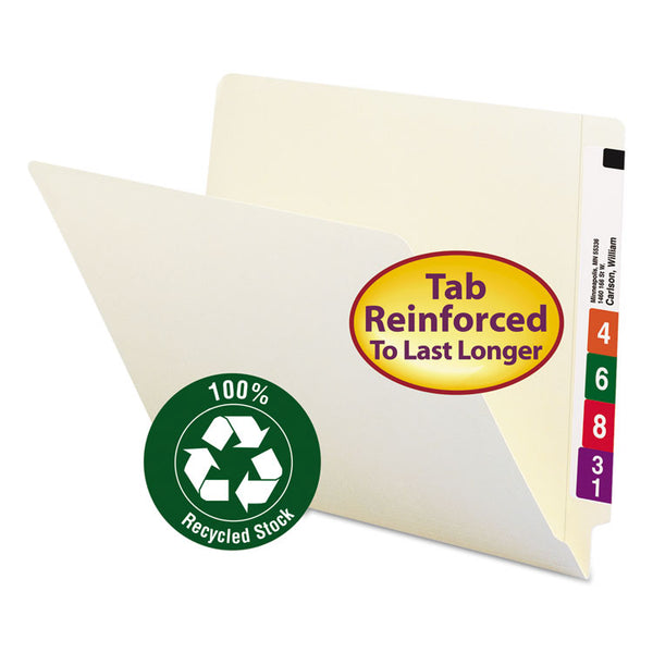 Smead™ 100% Recycled Manila End Tab Folders, Straight Tabs, Letter Size, 0.75" Expansion, Manila, 100/Box (SMD24160)