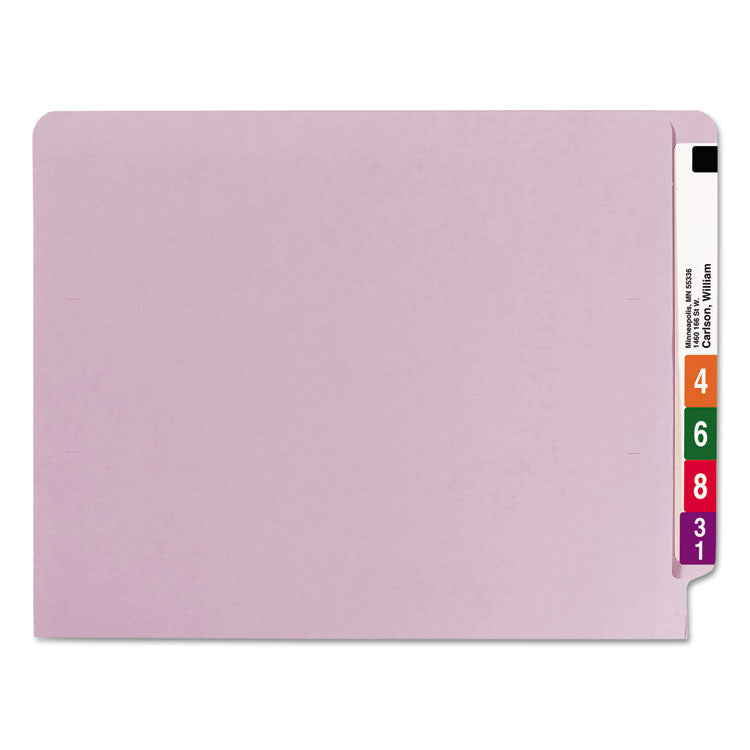 Smead™ Shelf-Master Reinforced End Tab Colored Folders, Straight Tabs, Letter Size, 0.75" Expansion, Lavender, 100/Box (SMD25410)