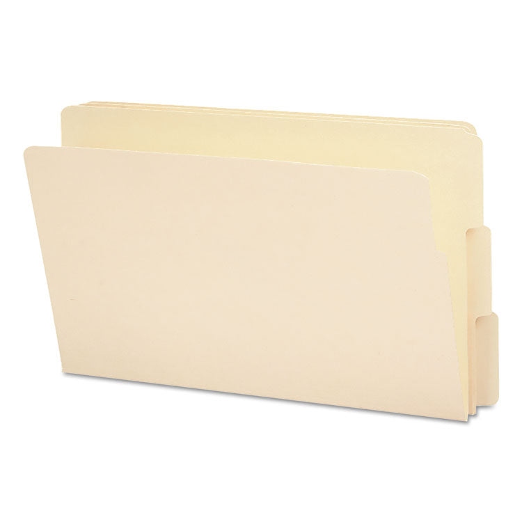 Smead™ Heavyweight Manila End Tab Folders, 9" High Front, Reinforced 1/3-Cut Tabs: Assorted, Legal, 0.75" Expansion, Manila, 100/Box (SMD27134)