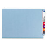 Smead™ End Tab Pressboard Classification Folders, Six SafeSHIELD Fasteners, 2" Expansion, 2 Dividers, Legal Size, Blue, 10/Box (SMD29781)