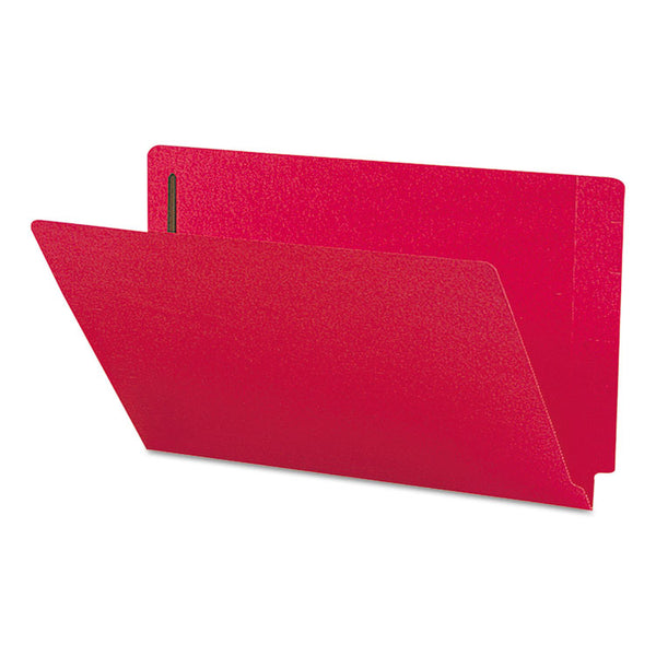 Smead™ Heavyweight Colored End Tab Fastener Folders, 0.75" Expansion, 2 Fasteners, Legal Size, Red Exterior, 50/Box (SMD28740)