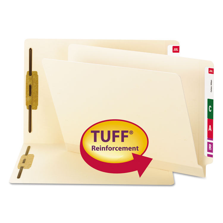 Smead™ TUFF Laminated Fastener Folders with Reinforced Tab, 0.75" Expansion, 2 Fasteners, Letter Size, Manila Exterior, 50/Box (SMD34105)