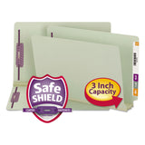 Smead™ End Tab Pressboard Classification Folders, Two SafeSHIELD Coated Fasteners, 3" Expansion, Legal Size, Gray-Green, 25/Box (SMD37725)