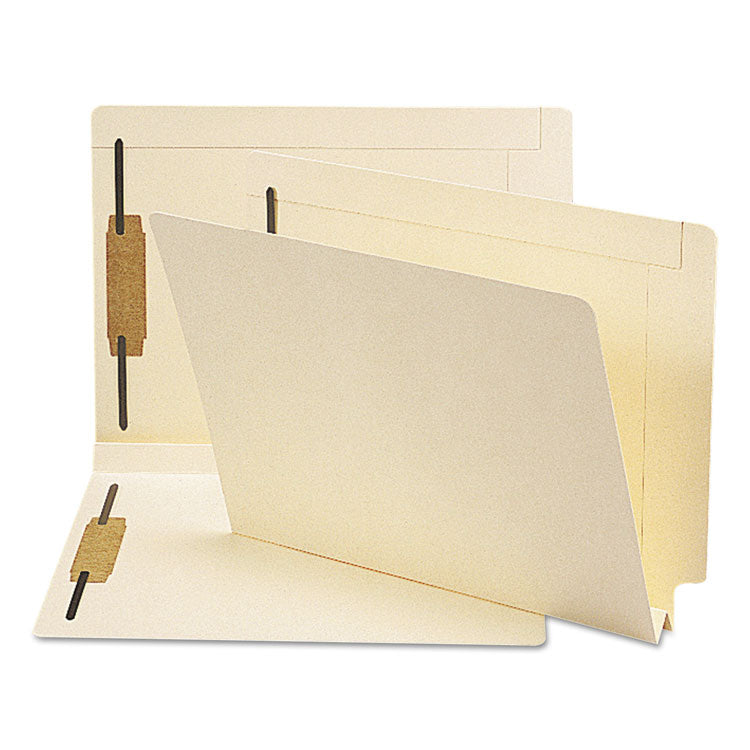 Smead™ End Tab W-Fold Fastener Folders with Reinforced Tabs, 1.5" Expansion, 2 Fasteners, Letter Size, Manila, 50/Box (SMD34276)