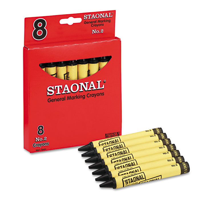 Crayola® Staonal Marking Crayons, Black, 8/Box (CYO5200023051) Box of 8