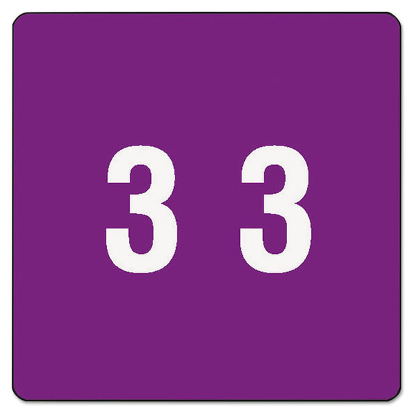 Smead™ Numerical End Tab File Folder Labels, 3, 1.5 x 1.5, Purple, 250/Roll (SMD67423)