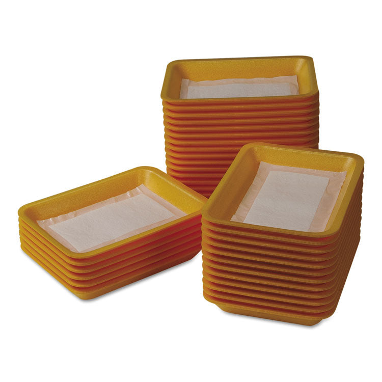 International Tray Pads Meat Tray Pads, 6 x 4.5, White/Yellow, Paper, 1,000/Carton (ITRTA1341108) Case of 2000