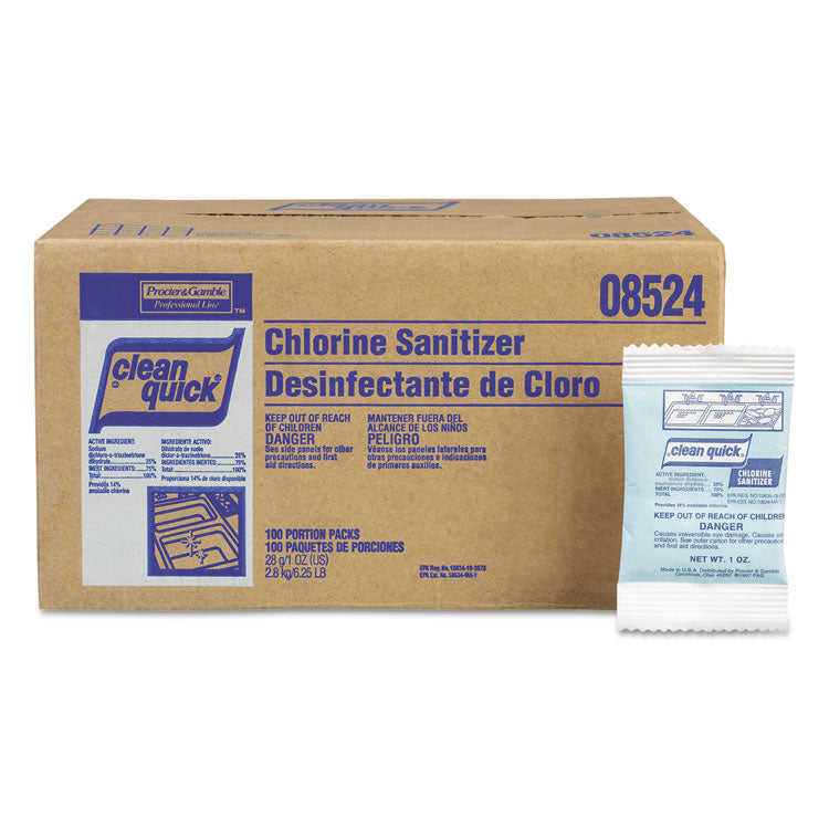 Clean Quick® Powdered Chlorine-Based Sanitizer, 1oz Packet, 100/Carton (PGC02584) Case of 100