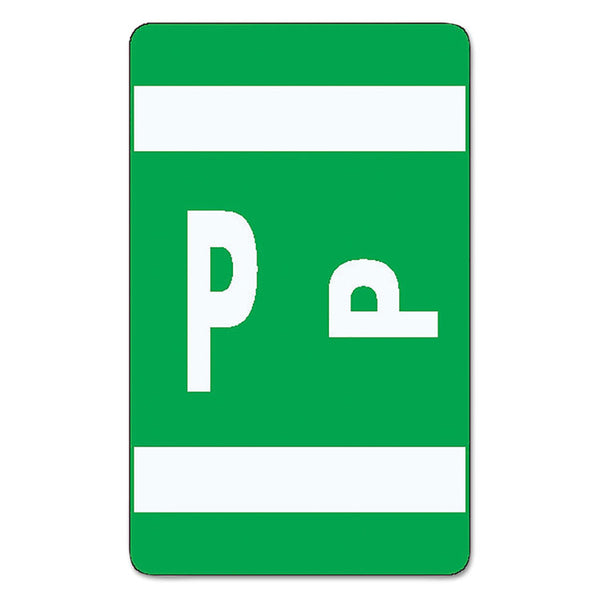 Smead AlphaZ Color-Coded Second Letter Alphabetical Labels, P, 1 x 1.63, Dark Green, 10/Sheet, 10 Sheets/Pack (SMD67186) Pack of 100