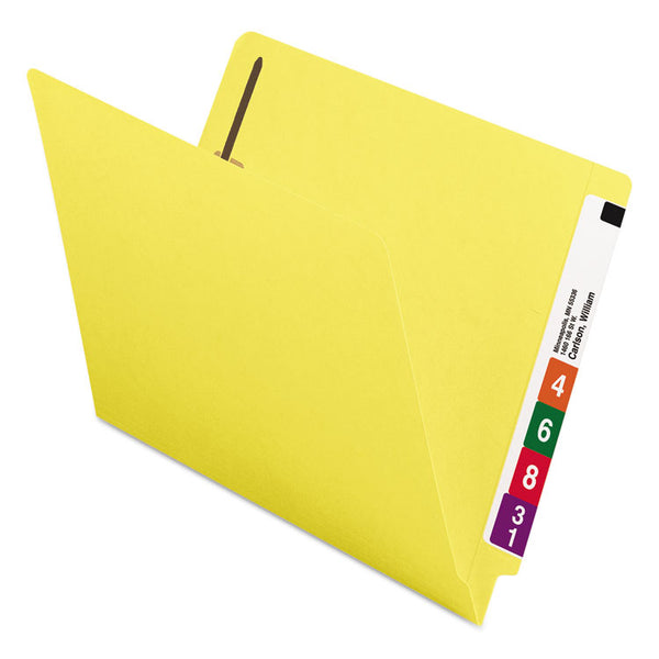 Smead™ Heavyweight Colored End Tab Fastener Folders, 0.75" Expansion, 2 Fasteners, Letter Size, Yellow Exterior, 50/Box (SMD25940)