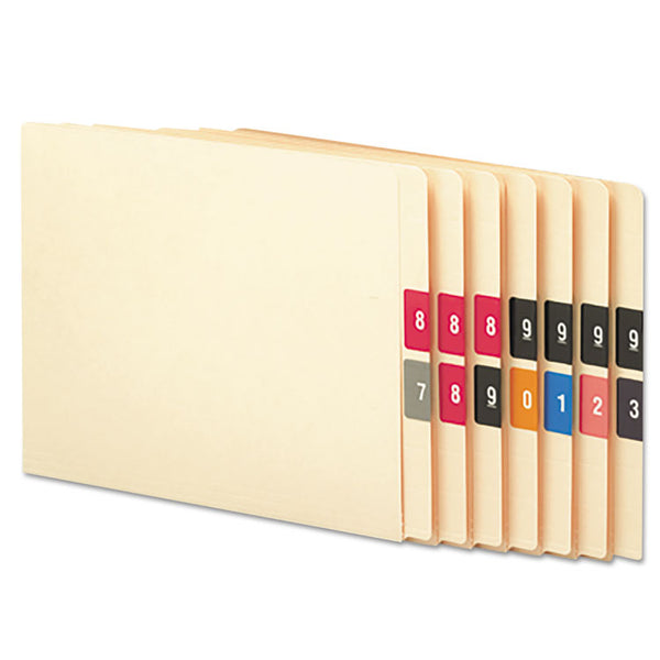 Smead™ Numerical End Tab File Folder Labels, 0-9, 1.5 x 1.5, Assorted, 250/Roll, 10 Rolls/Box (SMD67430)