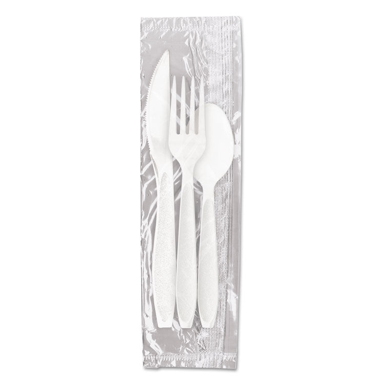 SOLO® Reliance Mediumweight Cutlery Kit, Knife/Fork/Spoon, White, 500 Kits/Carton (SCCRSW7Z)