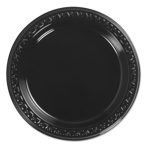 Chinet® Heavyweight Plastic Plates, 6" dia, Black, 125/Bag, 8 Bags/Carton (HUH81406C)