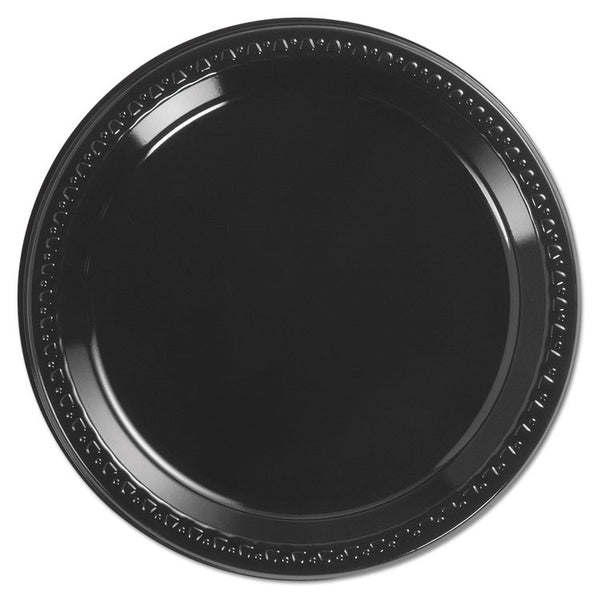 Chinet® Heavyweight Plastic Plates, 9" dia, Black, 125/Pack, 4 Packs/Carton (HUH81409)