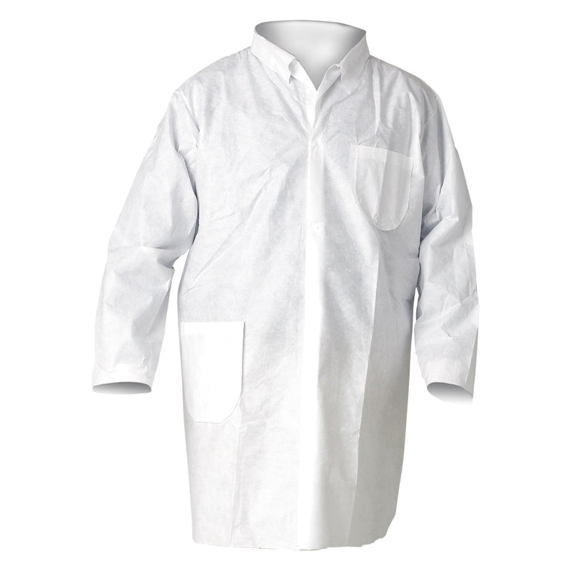KleenGuard™ A20 Breathable Particle Protection Lab Coats, Snap Closure/Open Wrists/Pockets, X-Large, White, 25/Carton (ANS10039) Case of 25