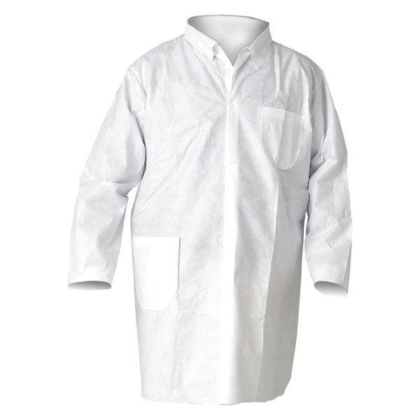 KleenGuard™ A20 Breathable Particle Protection Lab Coats, Snap Closure/Open Wrists/Pockets, X-Large, White, 25/Carton (KCC10039) Case of 25