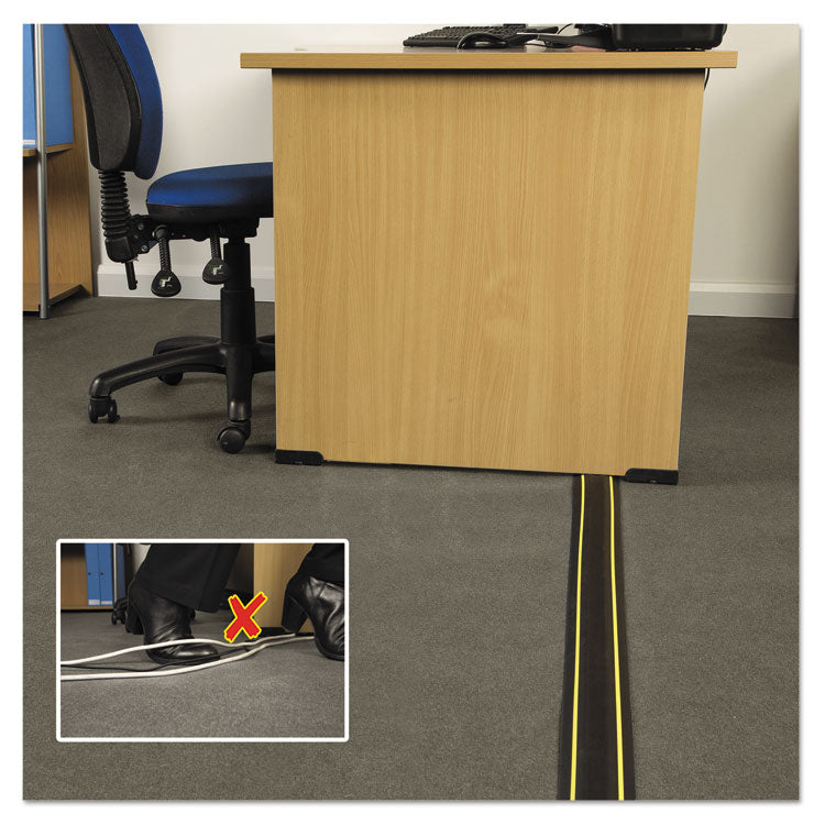 D-Line® Medium-Duty Floor Cable Cover, 3.25 x 0.5 x 6 ft, Black with Yellow Stripe (DLNFC83H) Each