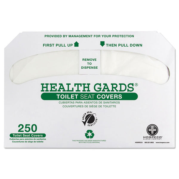 HOSPECO® Health Gards Green Seal Recycled Toilet Seat Covers, 14.25 x 16.75, White, 250/Pack, 4 Packs/Carton (HOSGREEN1000)