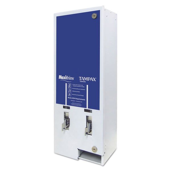 HOSPECO® Dual Sanitary Napkin/Tampon Dispenser, Free, 11.13 x 7.63 x 26.38, White/Blue (HOS1FREE)