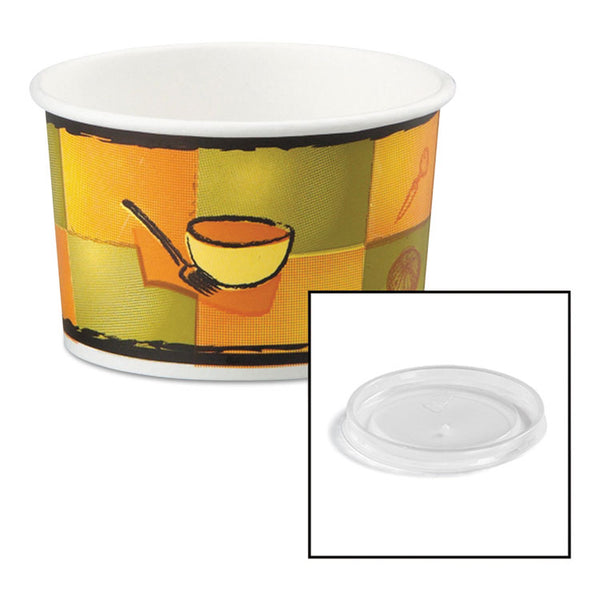 Chinet® Streetside Paper Food Container with Plastic Lid, Streetside Design, 8-10 oz, 250/Carton (HUH70408)