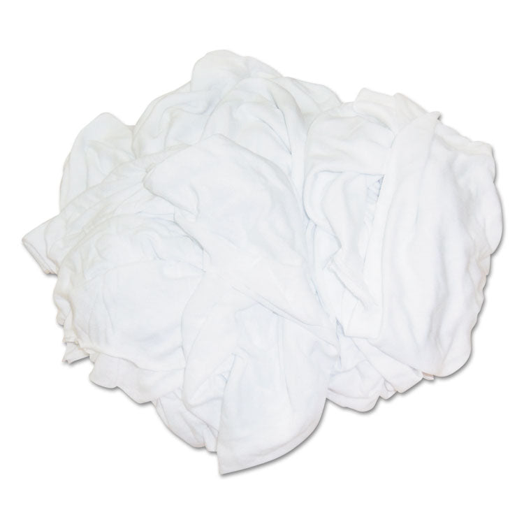 HOSPECO® New Bleached White T-Shirt Rags, Multi-Fabric, 25 lb Polybag (HOS45525BP) 25 lb Bag