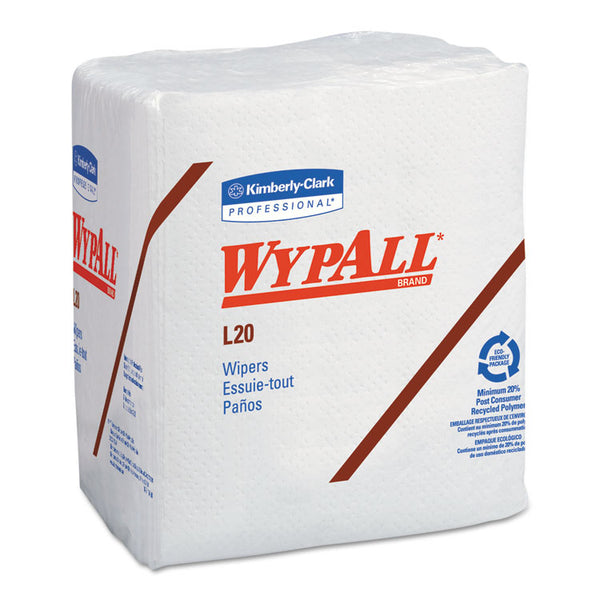 WypAll® L20 Towels, 1/4 Fold, 4-Ply, 12.5 x 13, Unscented, White, 68/Pack, 12 Packs/Carton (KCC47022)