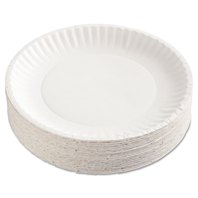 AJM Packaging Corporation Plate White Single Use Paper 9 Inch Diameter (549338_CS) 12/CS