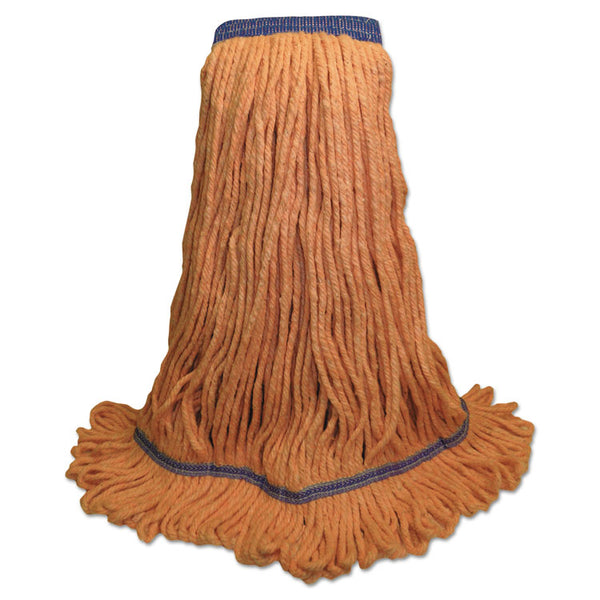 Super Loop Wet Mop Head, Cotton/Synthetic Fiber, 5" Headband, X-Large Size, Orange, 12/Carton (BWK504OR) Case of 12