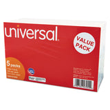 Universal® Ruled Index Cards, 5 x 8, White, 500/Pack (UNV47255)