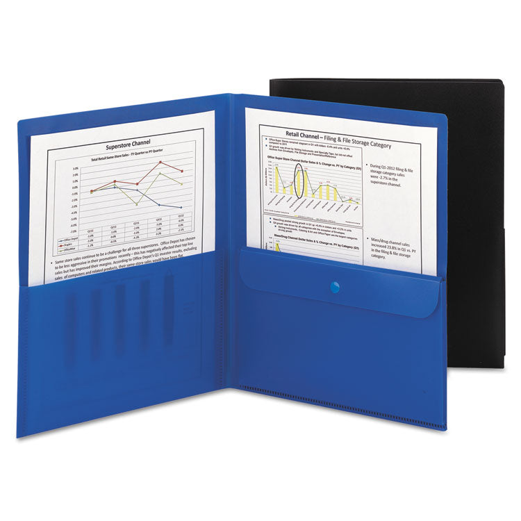 Smead™ Poly Two-Pocket Folder with Security Pocket, 11 x 8 1/2, Blue, 5/Pack (SMD87701)