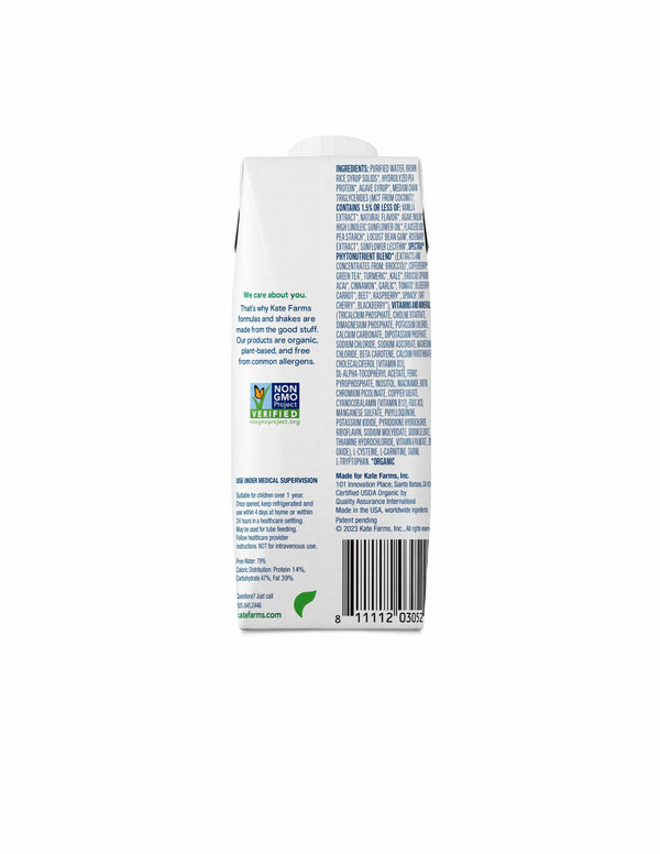 Kate Farms Pediatric Peptide 1.0 Pediatric Oral Supplement Vanilla Flavor 8.45 oz. Carton Liquid Organic Hydrolyzed Pea Protein (1170425_EA) 1/EA