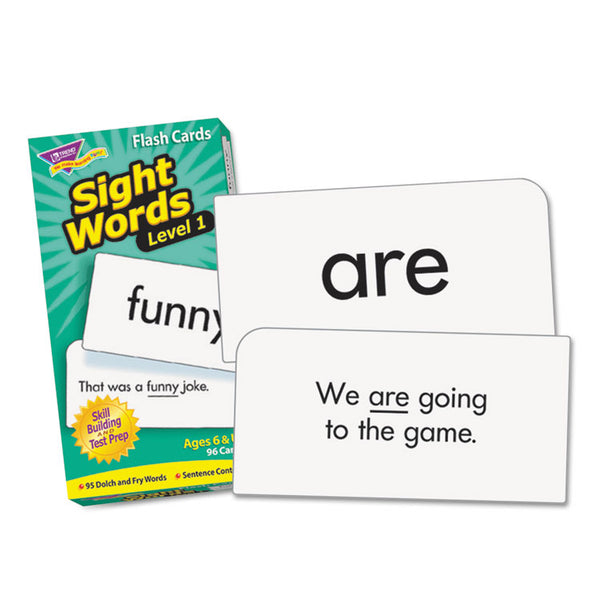TREND® Skill Drill Flash Cards, Sight Words Set 1, 3 x 6, Black and White, 96/Set (TEPT53017) Pack of 96