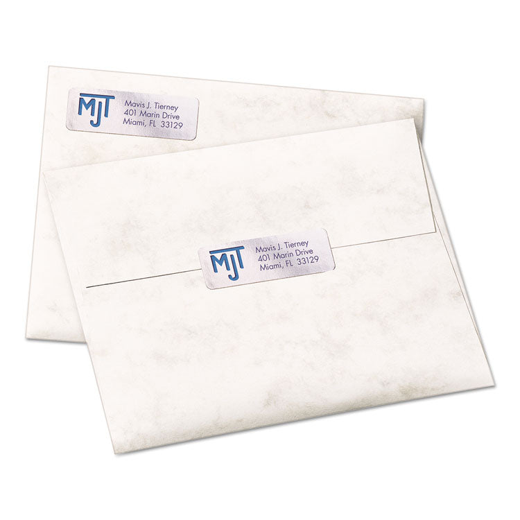 Avery® Foil Mailing Labels, Inkjet Printers, 0.75 x 2.25, Silver, 30/Sheet, 10 Sheets/Pack (AVE8986) Pack of 300