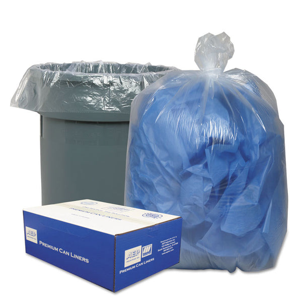 Classic Clear Linear Low-Density Can Liners, 56 gal, 0.9 mil, 43" x 47", Clear, 10 Bags/Roll, 10 Rolls/Carton (WBI434722C) Case of 100