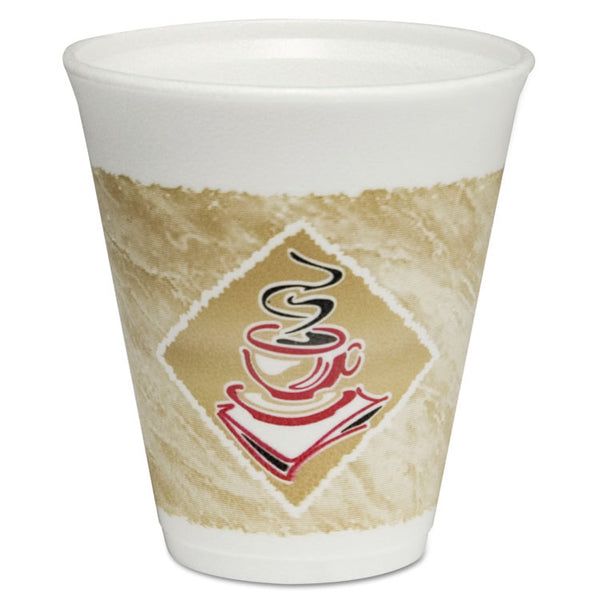 Dart® Cafe G Foam Hot/Cold Cups, 12 oz, Brown/Red/White, 1,000/Carton (DCC12X16G)