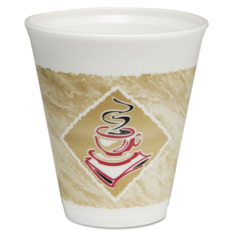 Dart® Cafe G Foam Hot/Cold Cups, 12 oz, Brown/Red/White, 1,000/Carton (DCC12X16G) Case of 1000