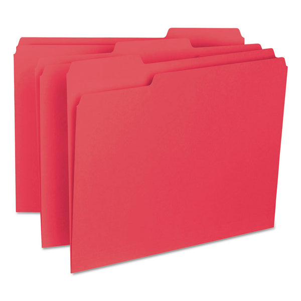 Smead™ Interior File Folders, 1/3-Cut Tabs: Assorted, Letter Size, 0.75" Expansion, Red, 100/Box (SMD10267)