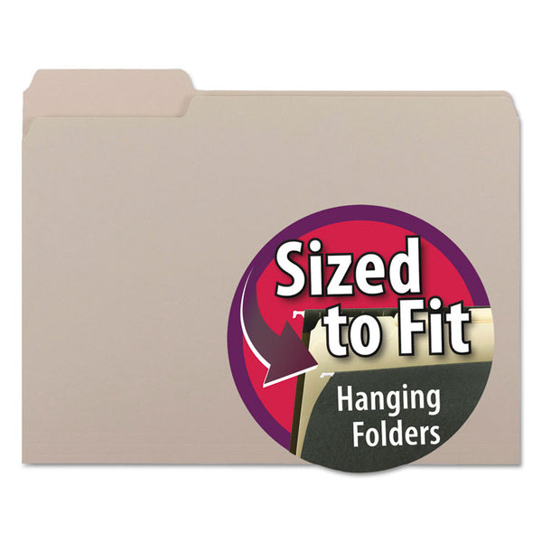 Smead™ Interior File Folders, 1/3-Cut Tabs: Assorted, Letter Size, 0.75" Expansion, Gray, 100/Box (SMD10251)