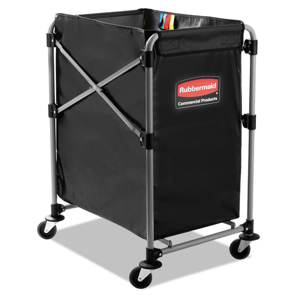 Rubbermaid® Commercial One-Compartment Collapsible X-Cart, Synthetic Fabric, 4.98 cu ft Bin, 20.33" x 24.1" x 34", Black/Silver (RCP1881749) Each