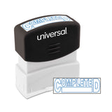 Universal® Message Stamp, COMPLETED, Pre-Inked One-Color, Blue Ink (UNV10044) Each