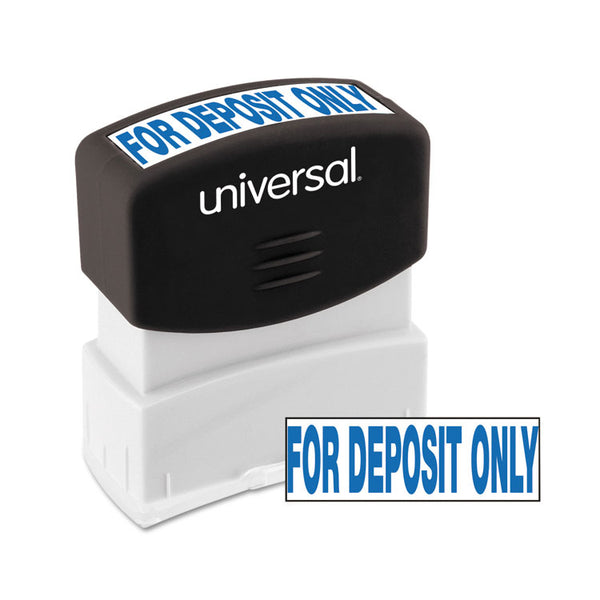 Universal® Message Stamp, for DEPOSIT ONLY, Pre-Inked One-Color, Blue (UNV10056)