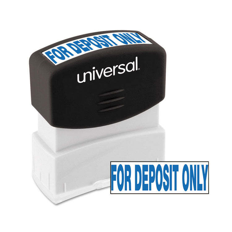 Universal® Message Stamp, for DEPOSIT ONLY, Pre-Inked One-Color, Blue (UNV10056) Each