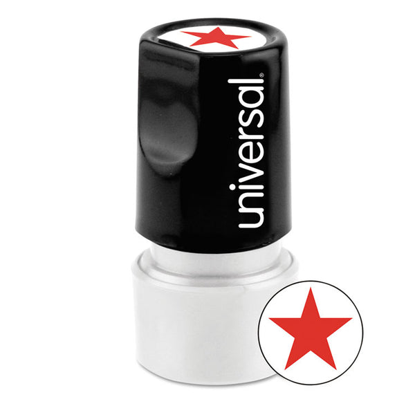 Universal® Round Message Stamp, STAR, Pre-Inked/Re-Inkable, Red (UNV10081)