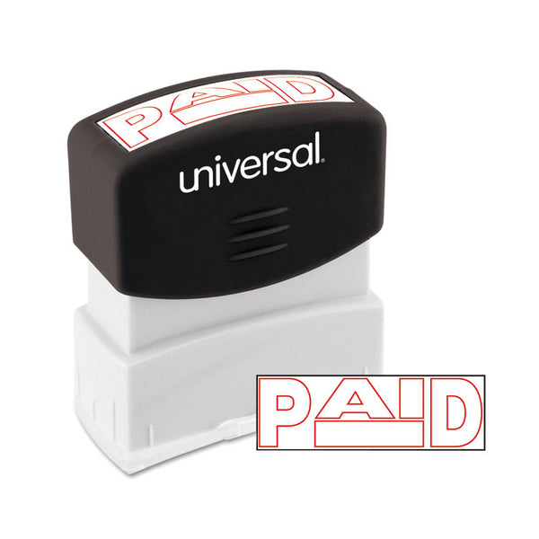 Universal® Message Stamp, PAID, Pre-Inked One-Color, Red (UNV10062)